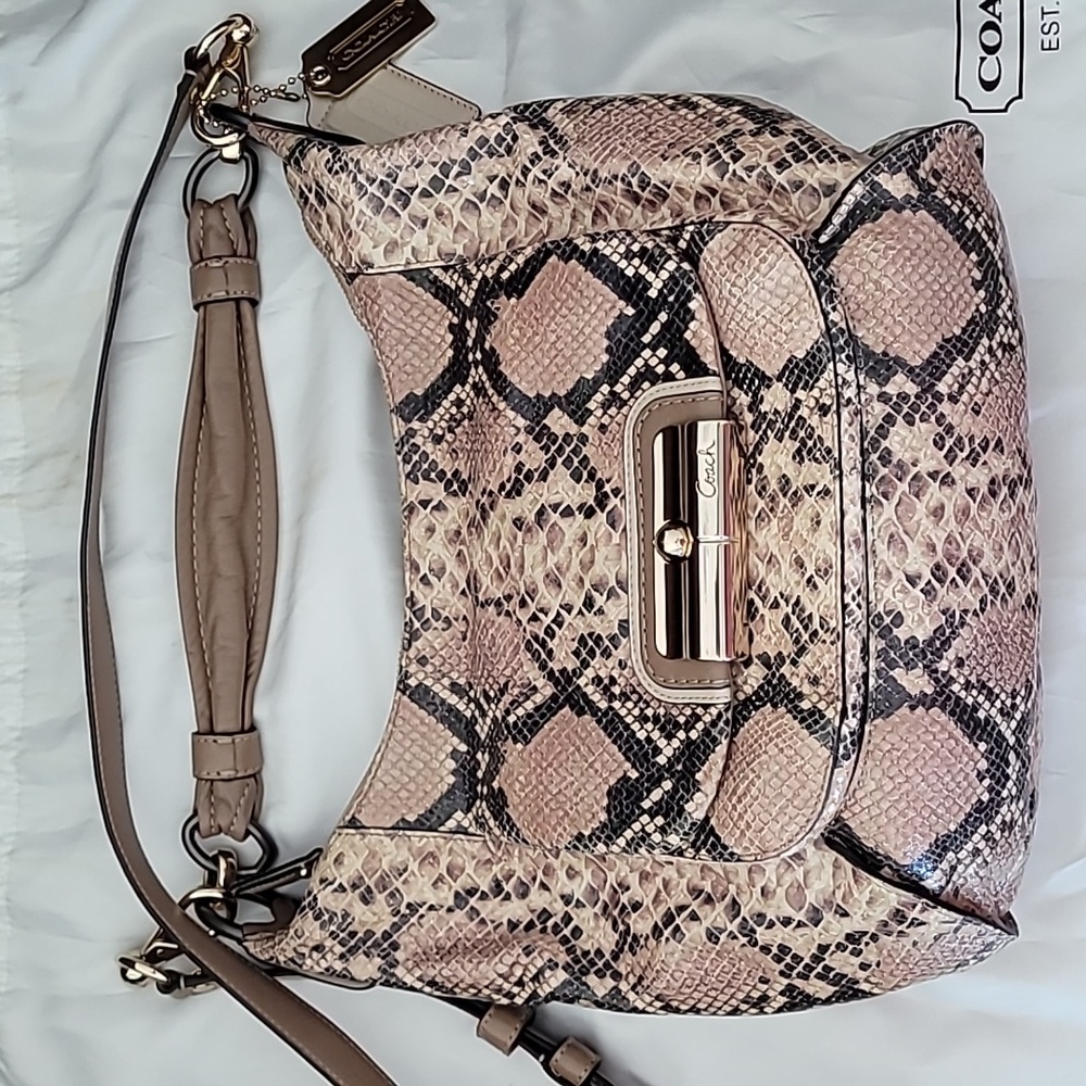 Coach, Kristen Large python embossed hobo/crossbody purse